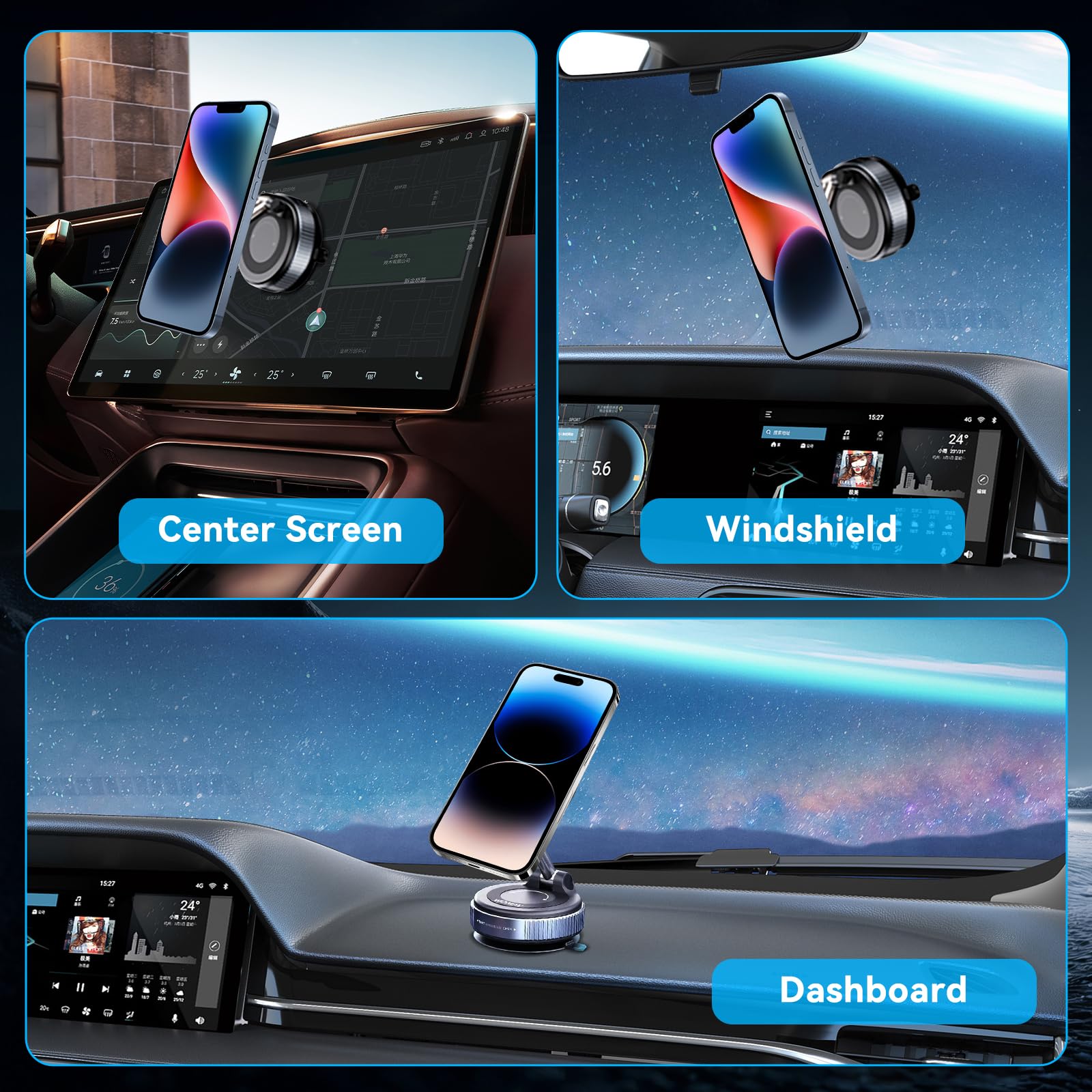 Supporto Magnetico Per Telefono A Vuoto Porta Cellulare Da Auto Magnetico Supporto Smartphone Per Macchina Universale Rotazione 360 Gradi Porta Cellulare Magnetico A Vuoto - Foto 7