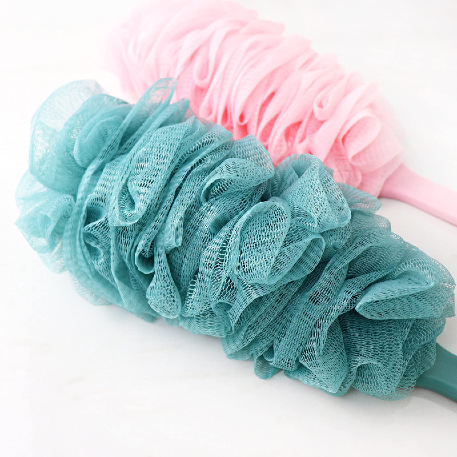 1PC Bola de Ducha Cepillo de baño Práctico Exfoliante Corporal Baño Cepillo de Espalda Ducha Mango Largo Bola de baño, Rosa (Rosa)