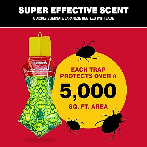 Miniatura 9 de Catchmaster - Trampa para bolsas de escarabajo japonés, paquete de 3, lista para usar al aire libre. Protección de plantas de insectos, sistema de