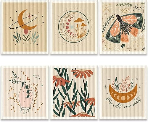 6 paños de cocina suecos, paños de cocina reutilizables, esponja, paños de limpieza, toallitas absorbentes, paños de cocina de secado rápido,