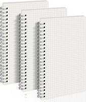 Vista 1 de AHGXG Cuaderno de papel cuadriculado A5 en espiral (paquete de 3) diario en espiral de 5.7 x 8.3 pulgadas, cuádruple rayado, con papel grueso