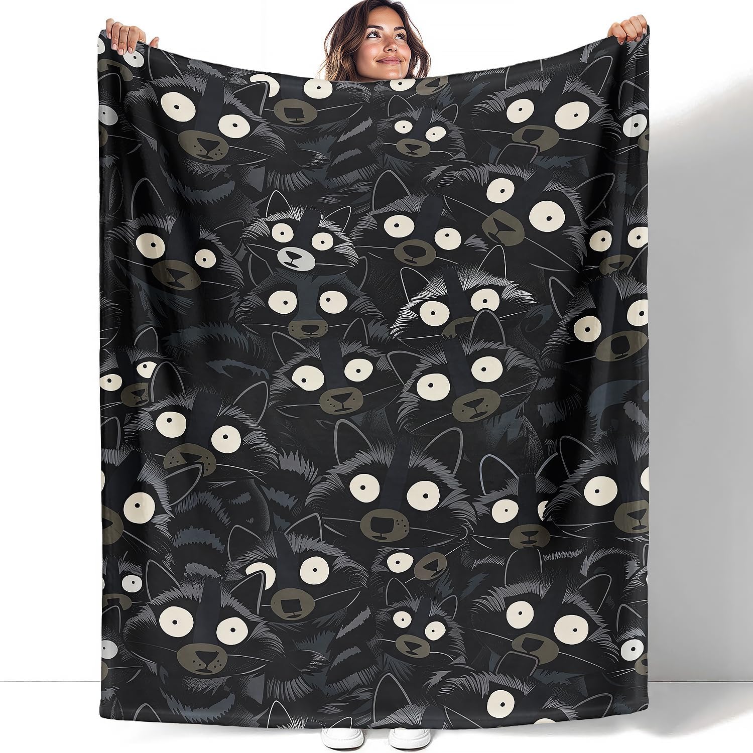 Raccoon Blanket Animal Lover Gifts for Adults & Kids – Ultra Soft Plush Throw Blank...