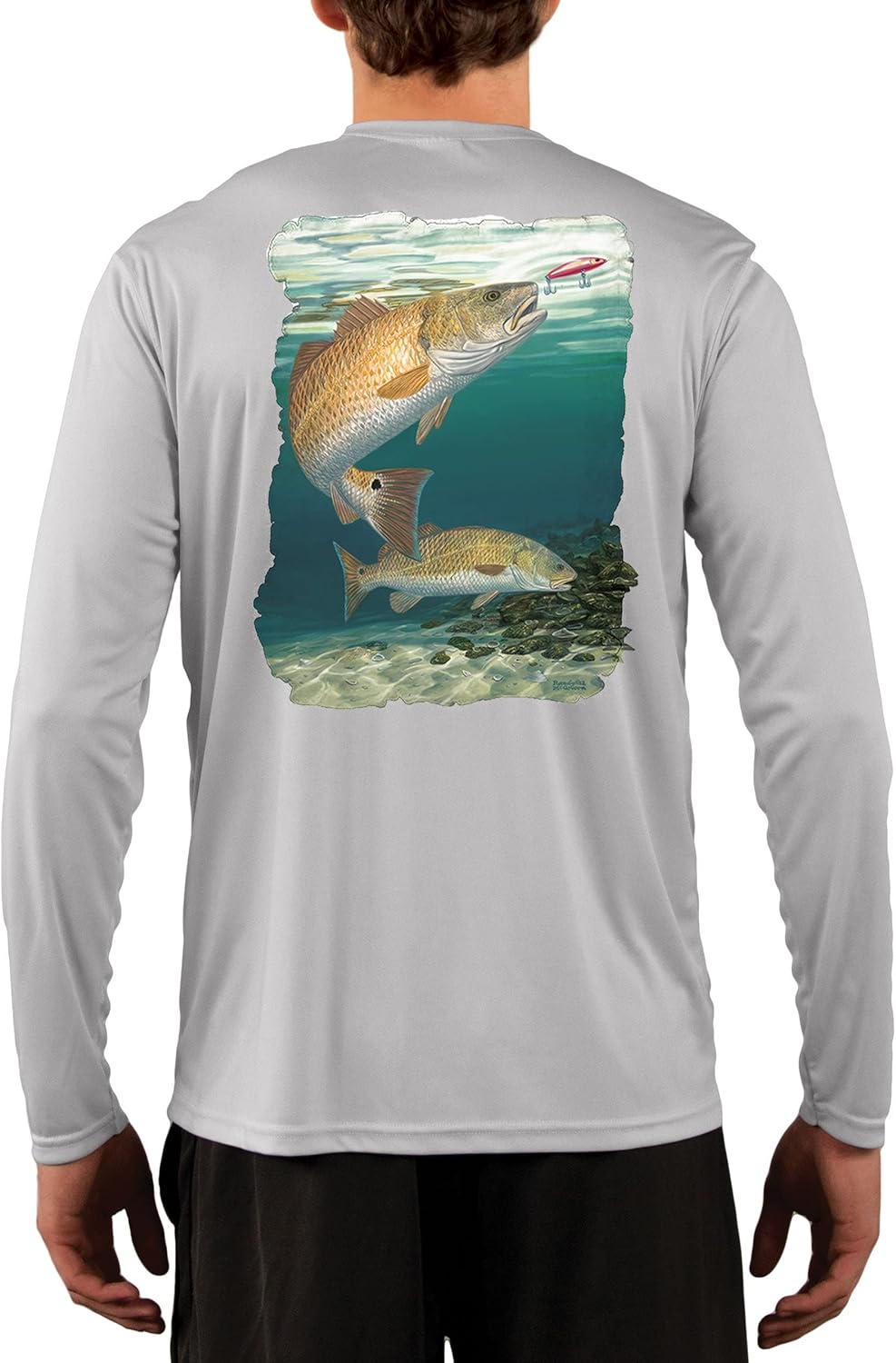 Skiff Life Red Drum Redfish Fishing Shirts for Men - Florida Fish Art by Randy McGovern