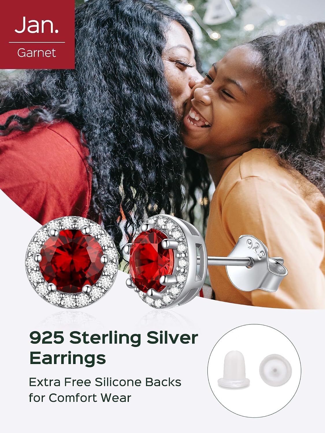 ChicSilver 925 Sterling Silver Heart/Round/Pear/Emerald Cut Birthstone Stud Earrings for Women Birthday Jewelry