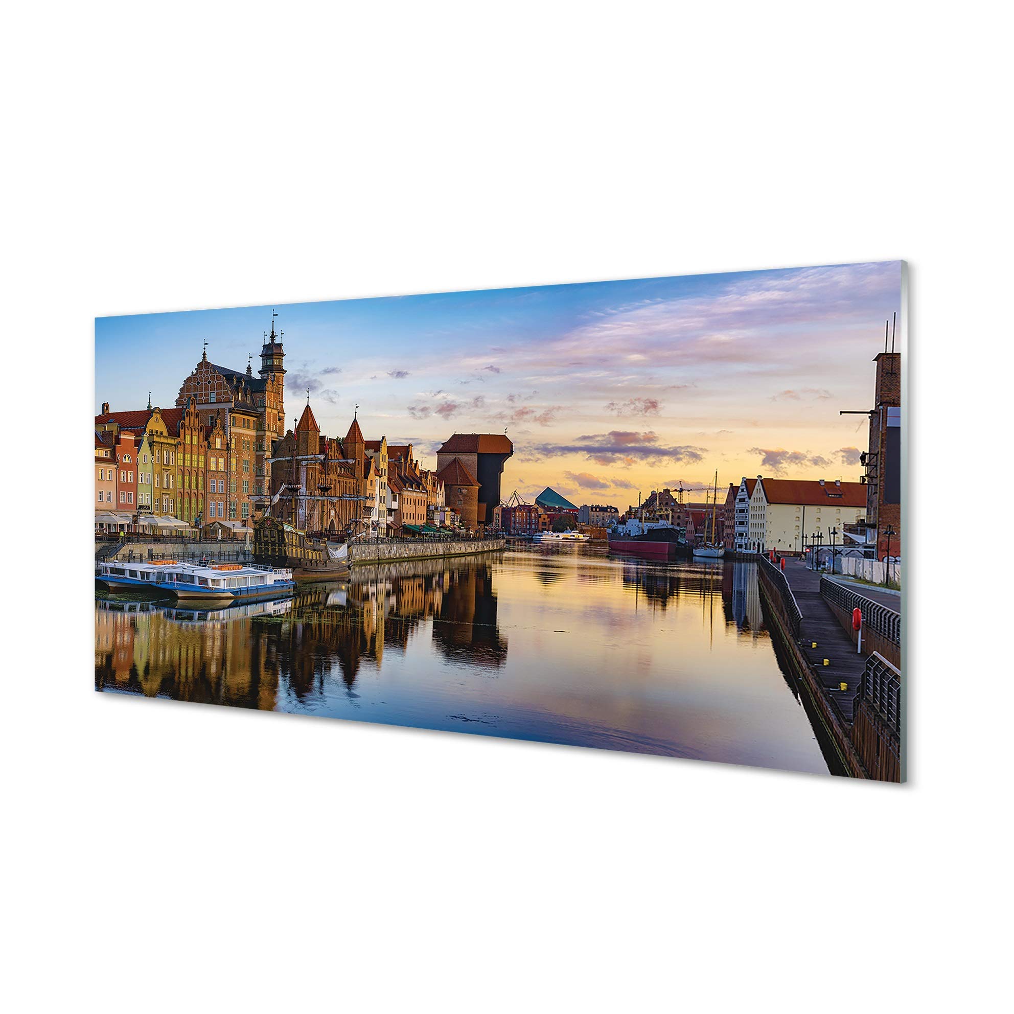 Tulup Glasbild 'Coast Stadt In Der Nacht' – Wandbild 100x50cm, 4mm Sicherheitsglas