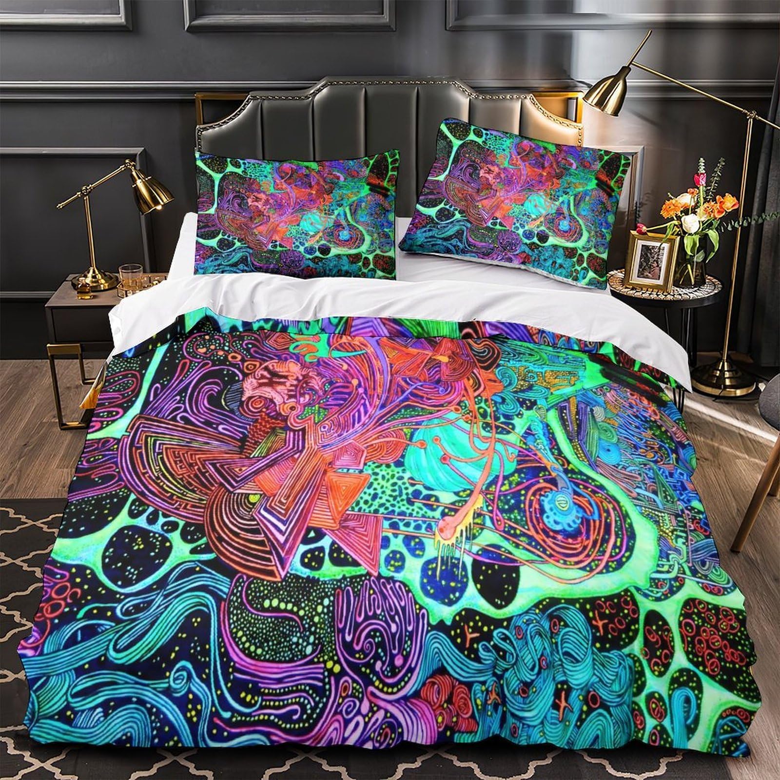 Housse de couette 3D confortable légère 260x220 feux circulaires rouges imprimés