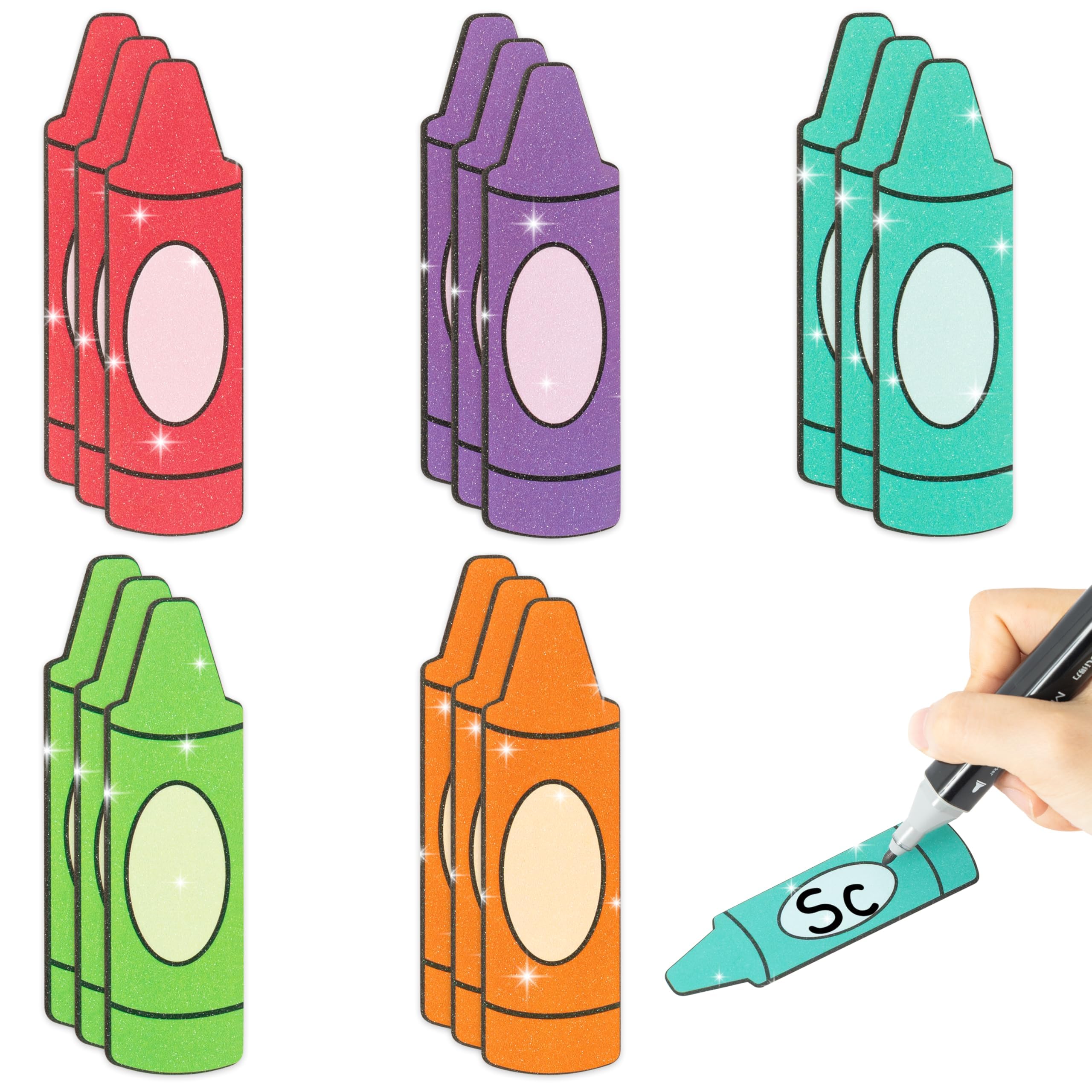 Glitter Crayon Cutouts for Graduation First Day of School Party Supplies