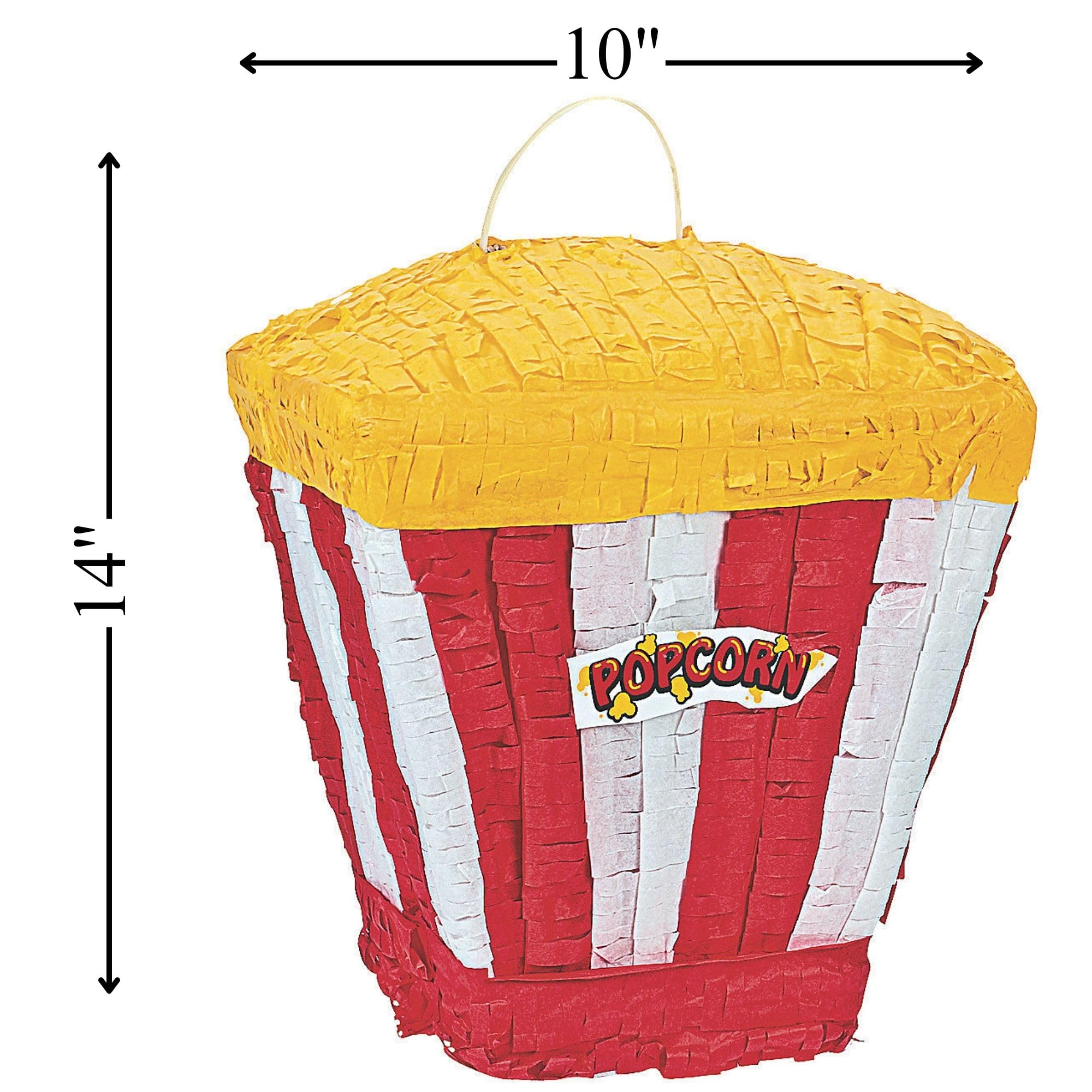 Popcorn Piñata Large Circus Theme | 16.9×11.8×3.54in Party Piñata With Stick & Confetti