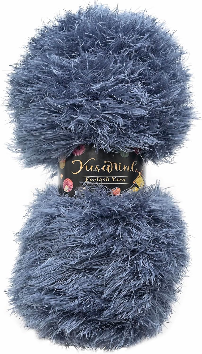 (23 Colors Available) Yusarinl Eyelash Yarn Fluffy 100% Polyester 3,35oz 130 Yards, Fun Fur Yarn for a Border, toy's Hair or Beard-White