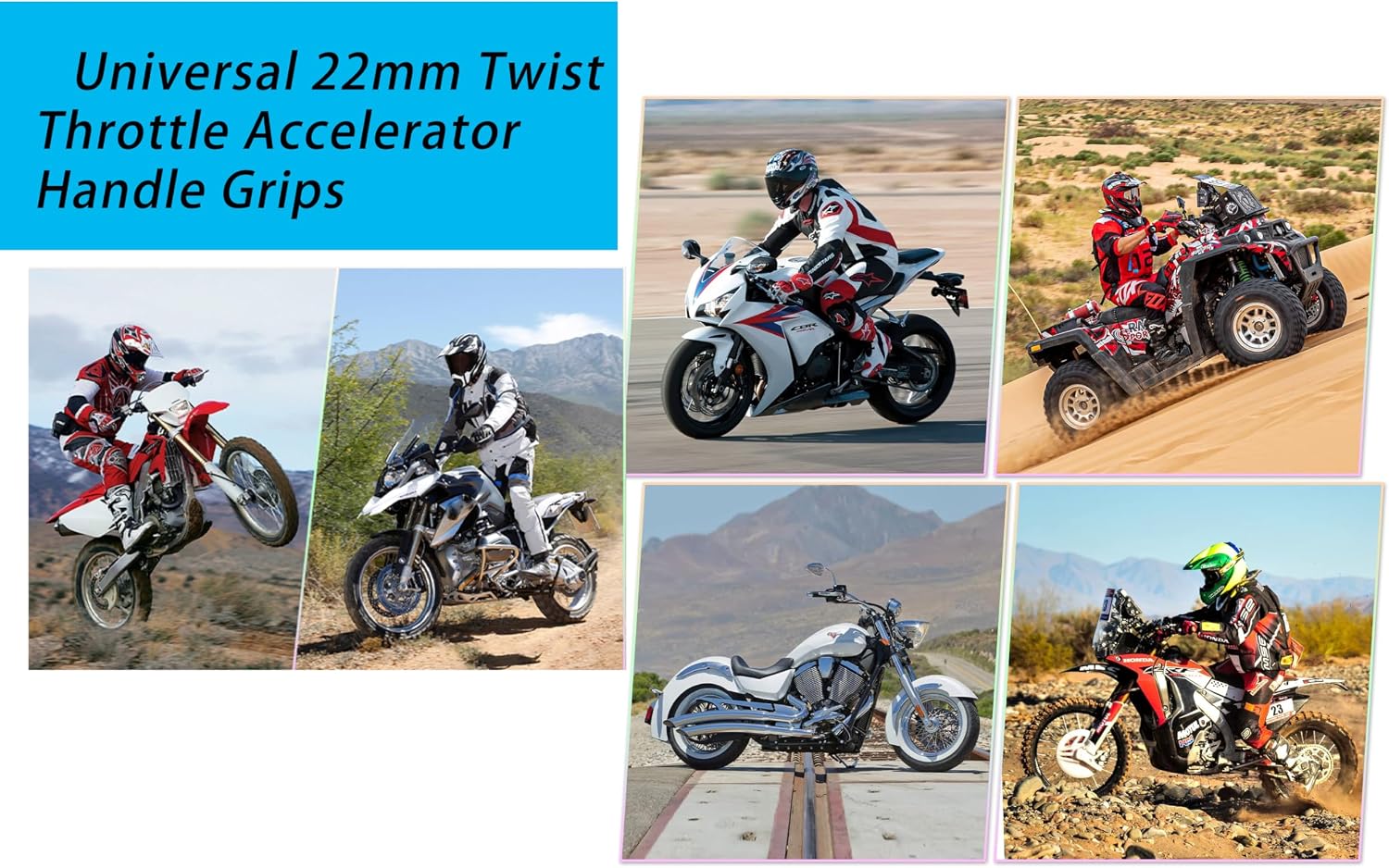 0769FUWU Universal 22mm 7/8" Twist Throttle Handle Grip + Cable for Cross-Country Motorcycle 250 Dirt Pit Motor Bike Motorcycle CRF70 TTR KLX110 SSR Thumpstar YCF（Bule）