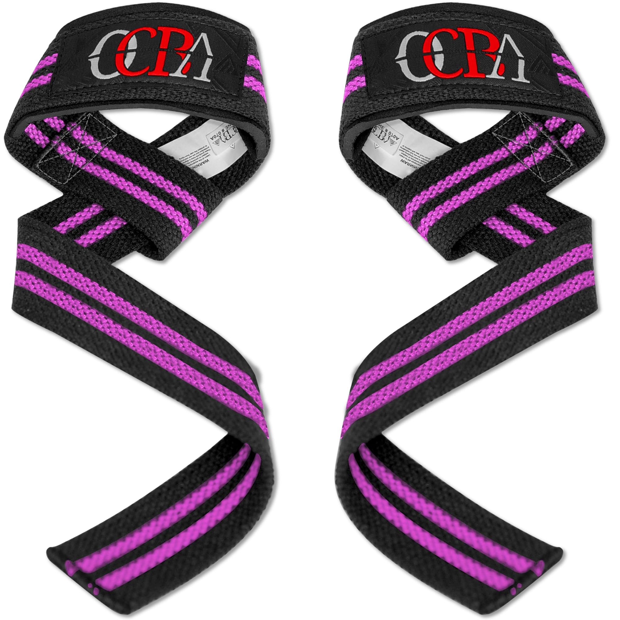 OCBA Wrist Straps Wraps for Weightlifting Heavy Duty Wrist Wraps Cotton Padded Gym Wrist Supports Bodybuilding Powerlifting Fitness Grips One Size Fits All with Thumb Support (Pink Stripe) — image 1