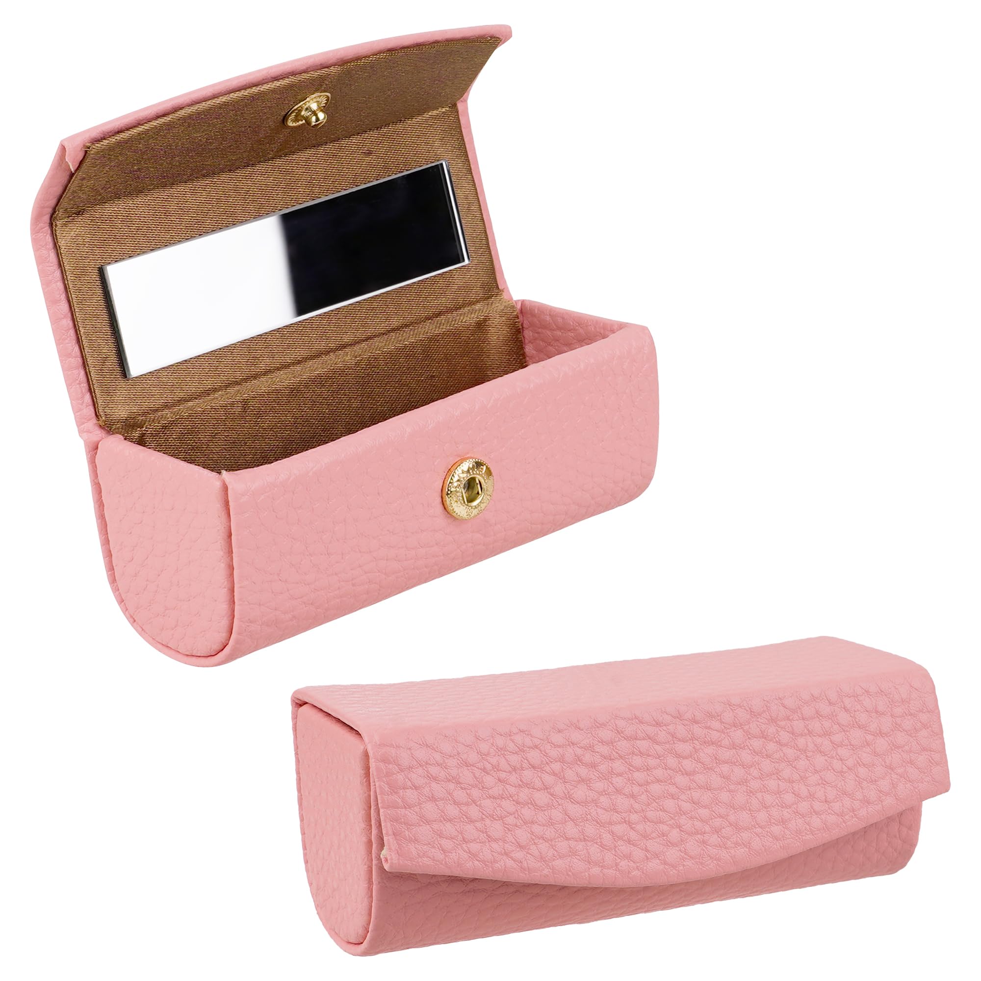 Lipstick Case with Mirror, Pebbled Vegan Leather Lipstick Holder for One Tube, Slim Snap-Closure Makeup Organizer for Travel & Quick Touch-Ups – Pink-image-15