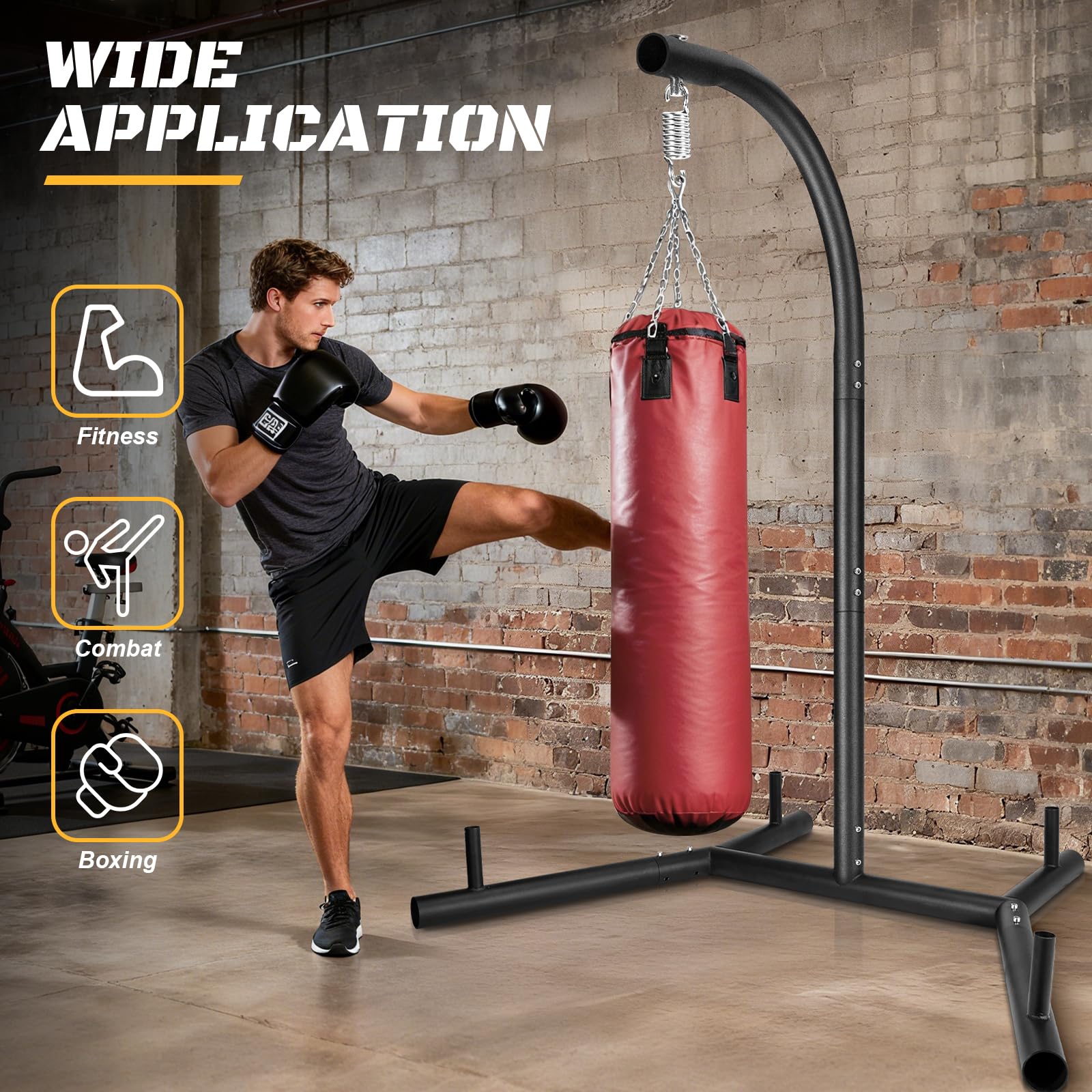 NZQXJXZ Support de Sac de Frappe, Support de Boxe Robuste, Support Métallique pour Sac de Sable, Équipement d’Entraînement Autoportant Durable jusqu’à 180lbs pour Maison & Salle de Sport, Support Seul