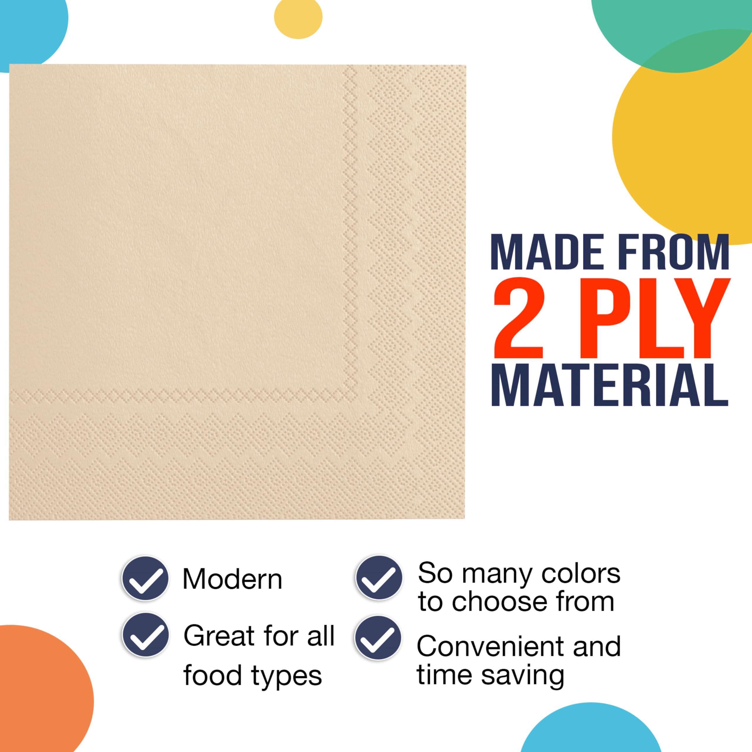 Party Solids Servilletas de papel marfil para uso diario, 300 unidades, 2 capas, servilletas de cena a granel para fiestas y suministros de fiesta