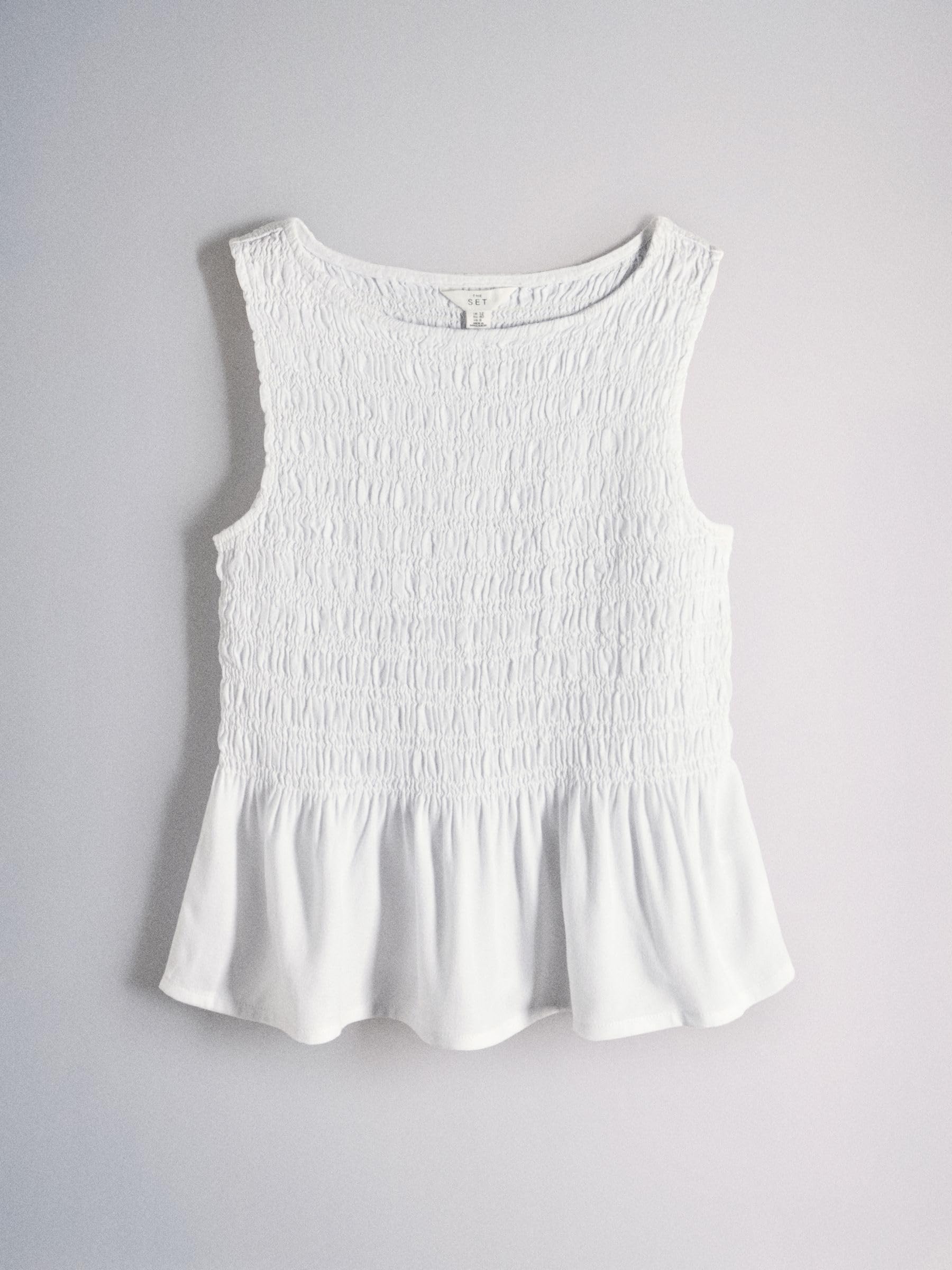 THE SET Donne Confezione da 2 top girocollo arricciati in lino