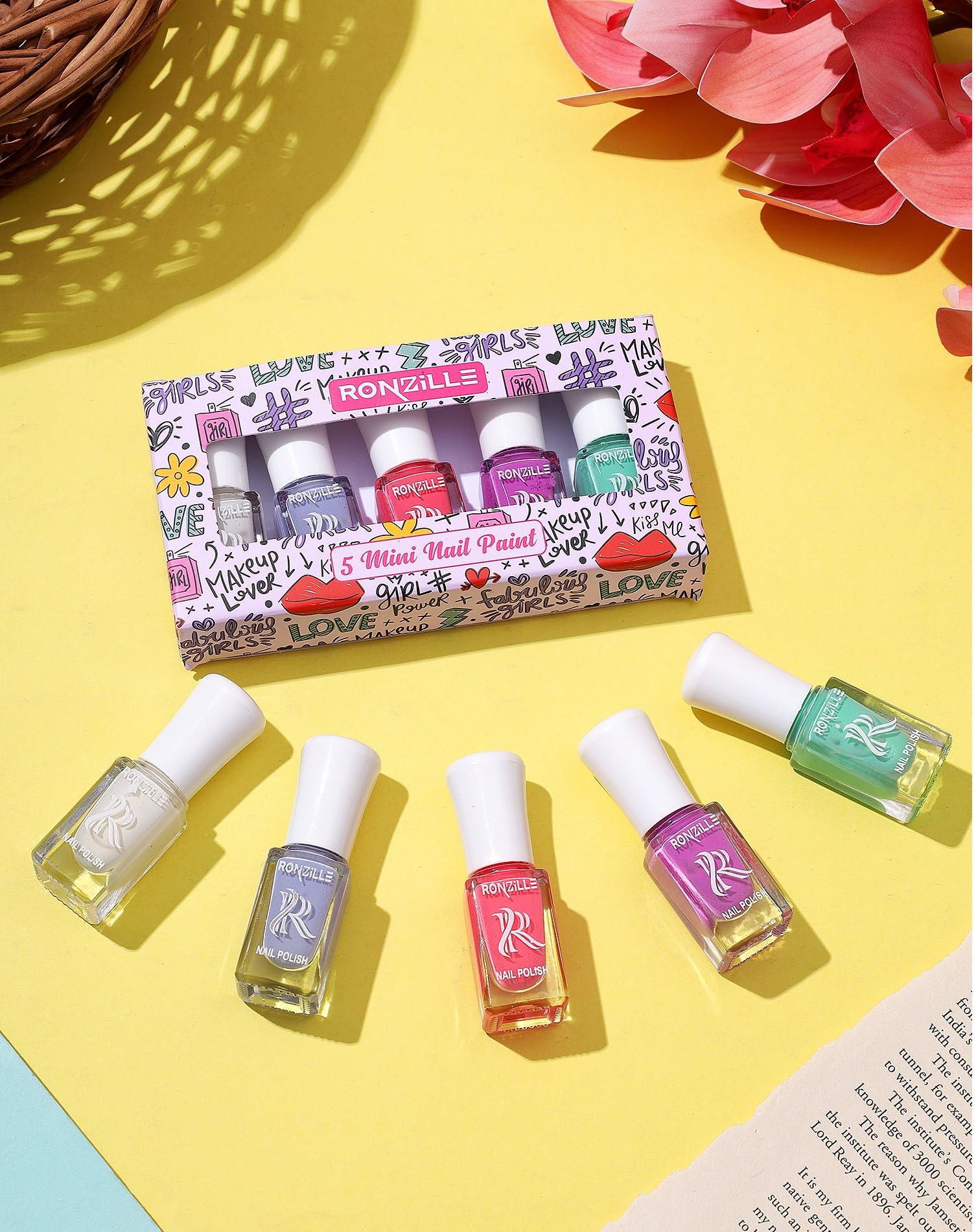 Ronzille Quick Dry & Glossy Nail II Mini Nail Kit Set of 5 II Long Lasting Formula II 5 in 1 Pastel Edition Combo-image-35