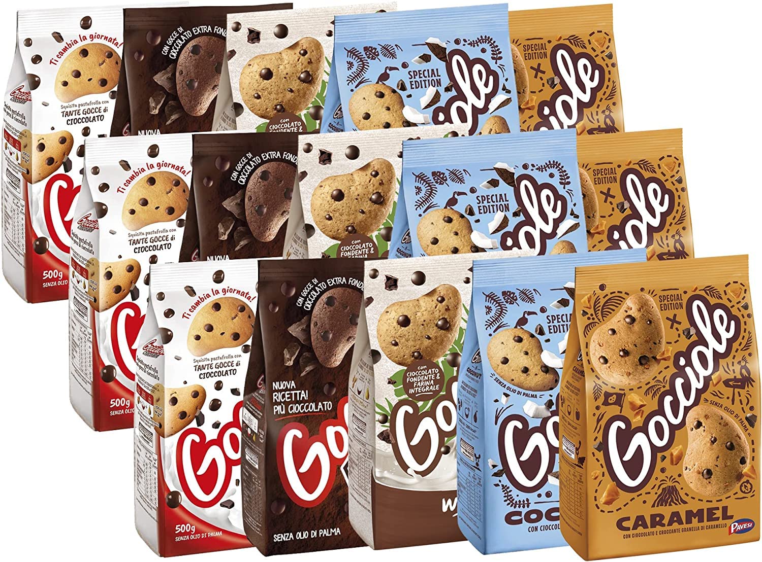 Maxi Mix Gocciole Biscotti assortiti, Kekse Schoko-Karamell-Cocco 15 x 300g