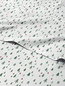 Twin Christmas Trees Sheet Set - Holiday Xmas Pattern Bedding Set - Deep Pockets - Snug Fit - 3 Piece - Wrinkle Free & Easy Care - Comfy Festive Winter - Holiday Sheets for Women, Men, Kids & Teens