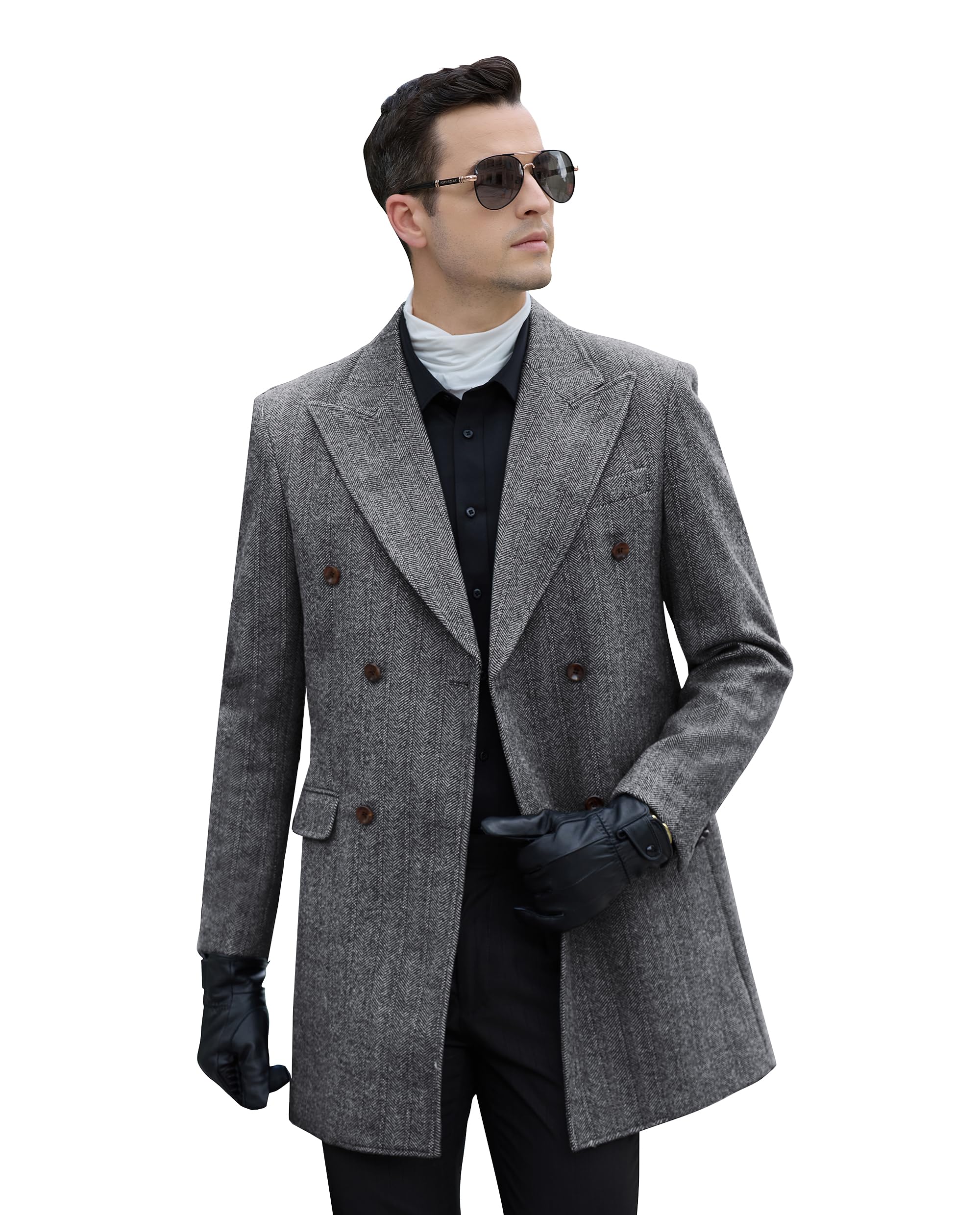 Diaryan Men Trench Coat Peacoat Jackets Male Grey Coats Casual