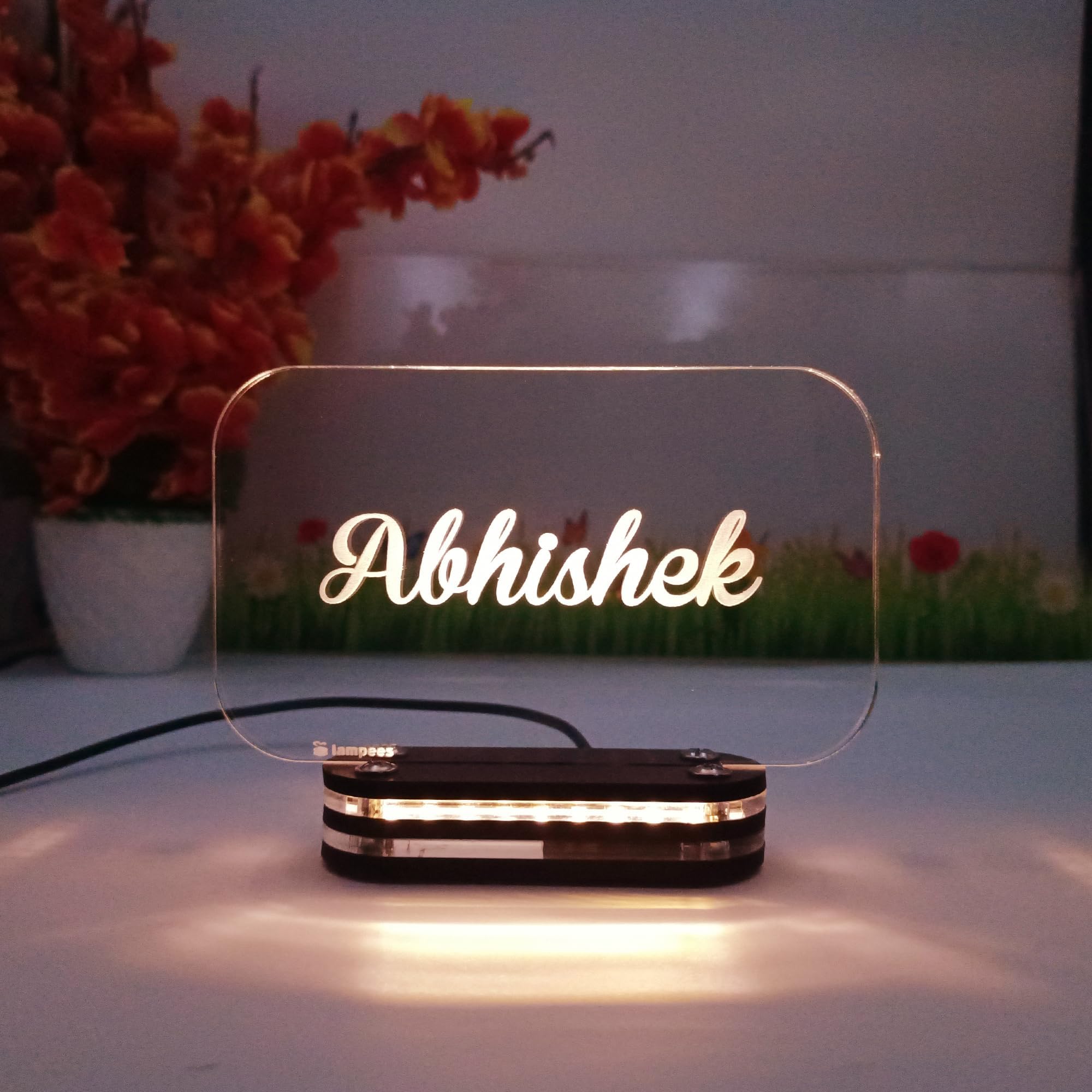 lampees Personalized Name LED Table Lamp Gifts for Men Women Customized Gifts for Christmas Happy New Year Men Women Husband Wife Girlfriend Boyfriend Office Colleagues (Warm White)(LV-014)