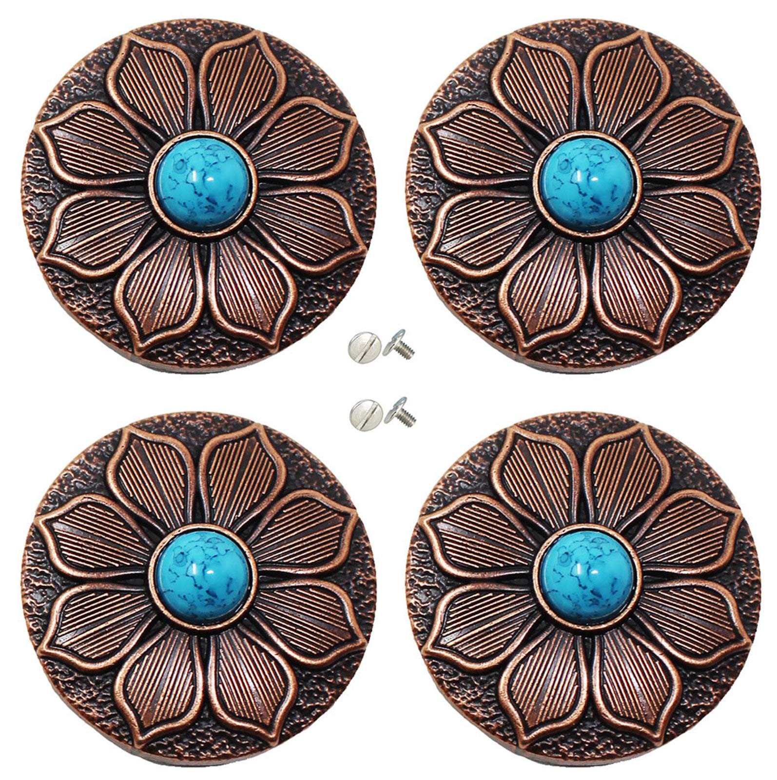 CHALLENGER Set of 4 Screw Back Conchos Western Saddle Bridle Tack 1-1/4