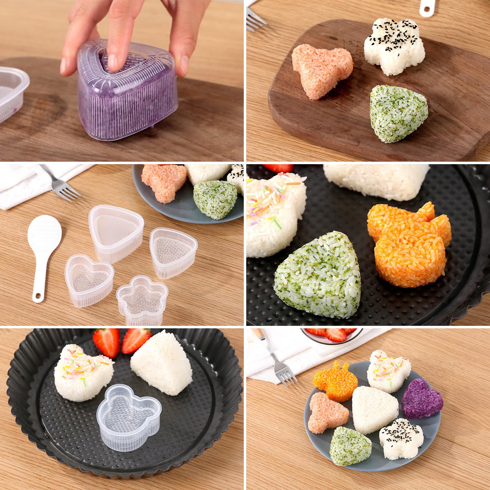 10-teiliges Onigiri Formen Set - Dreieckige Reisbällchen Maker Für Sushi & Bento