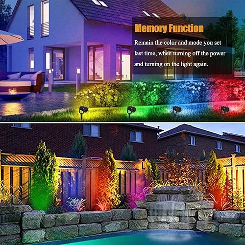 Miniatura 7 de Luces de paisaje de bajo voltaje que cambian de color RGB 5W DC12V LED iluminación de paisaje al aire libre, foco impermeable con control remoto