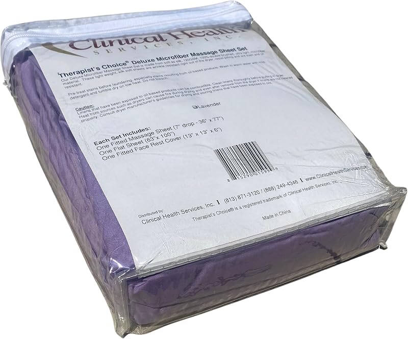 Therapist’s Choice Conjunto de Lençóis de Microfibra para Massagem com 3 Peças, Lavanda