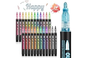 Banral Supersquiggles Markers 24 Colors Double Line Outline