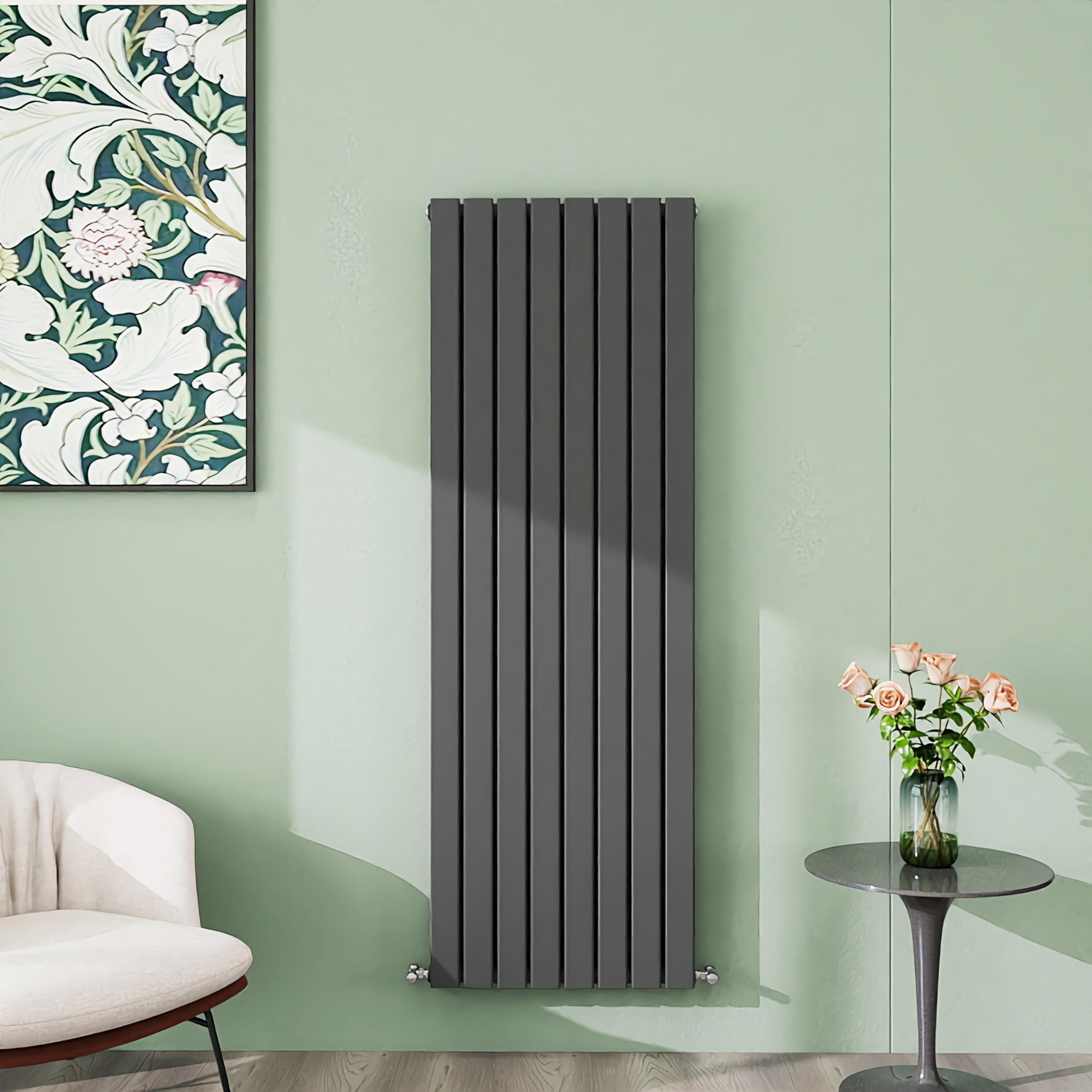 Simple Bathroom 1600×544mm Anthracite Vertical Designer Radiator Double Panel Modern Central Heating Flat Panel Radiators — image 1