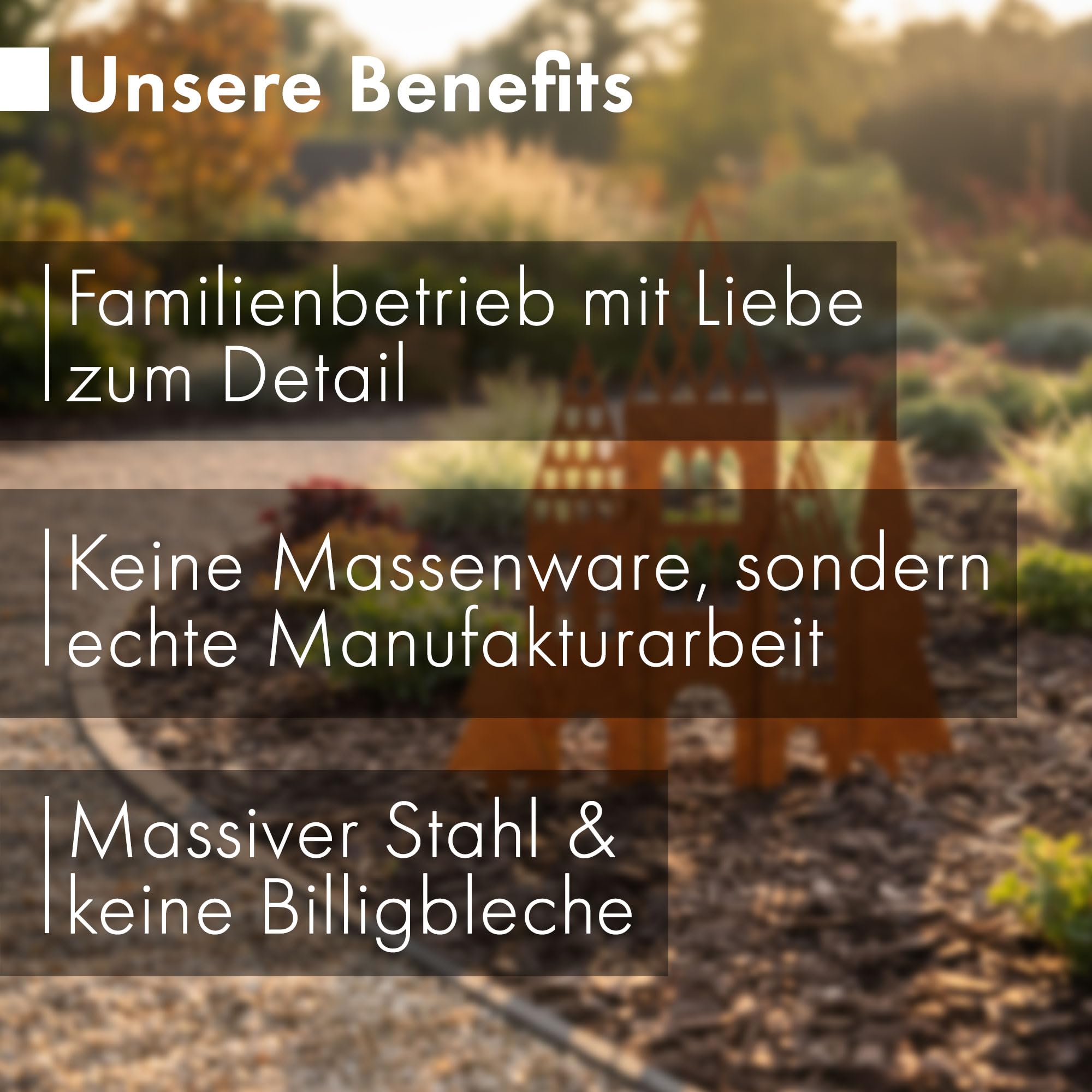 EXTRAVAGANT Gartenstecker Häuser-Set XXL, wetterfest, Edelrost, 5er-Set | Handgefertigt in Deutschland, Gartendekoration, dekorative Rostpatina, aus Metall, für Beet und Terrasse