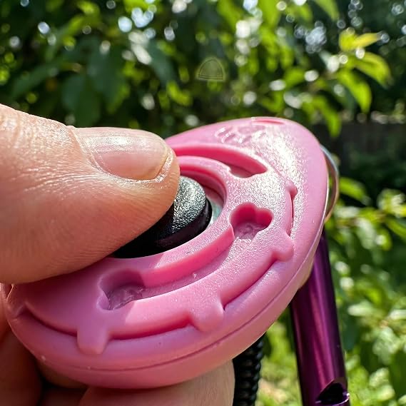 Dog Training Clicker and Whistle Set with Wrist Strap, 2-in-1 Positive Reinforcement Tool for Puppies and Cats, Matte ABS Behavior Correction Device for Recall and Agility Training,Pink