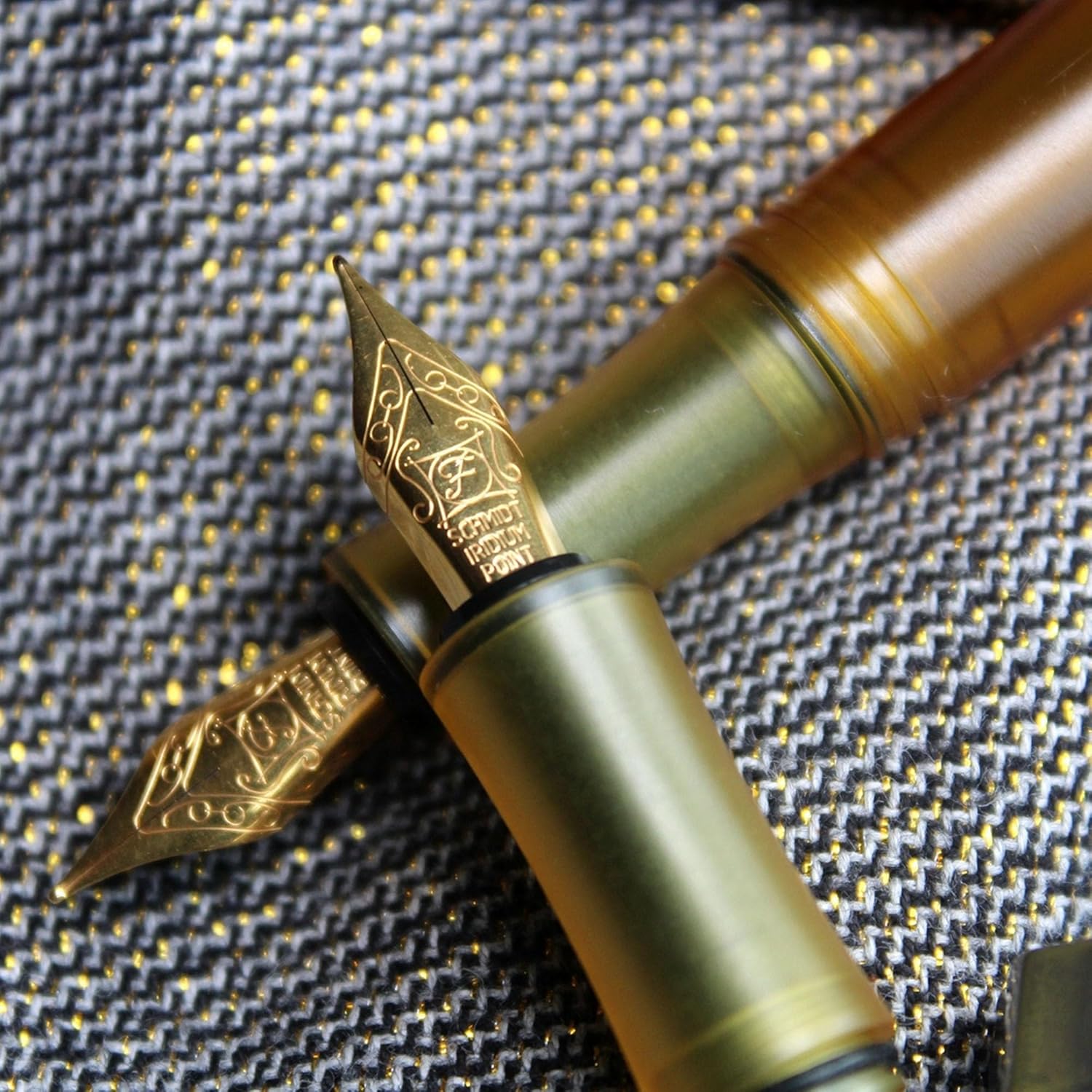 PEI Ultem Amber Fountain Pocket Pen, Signature Gel Pen Imported PEI Resin Body, 4.25"