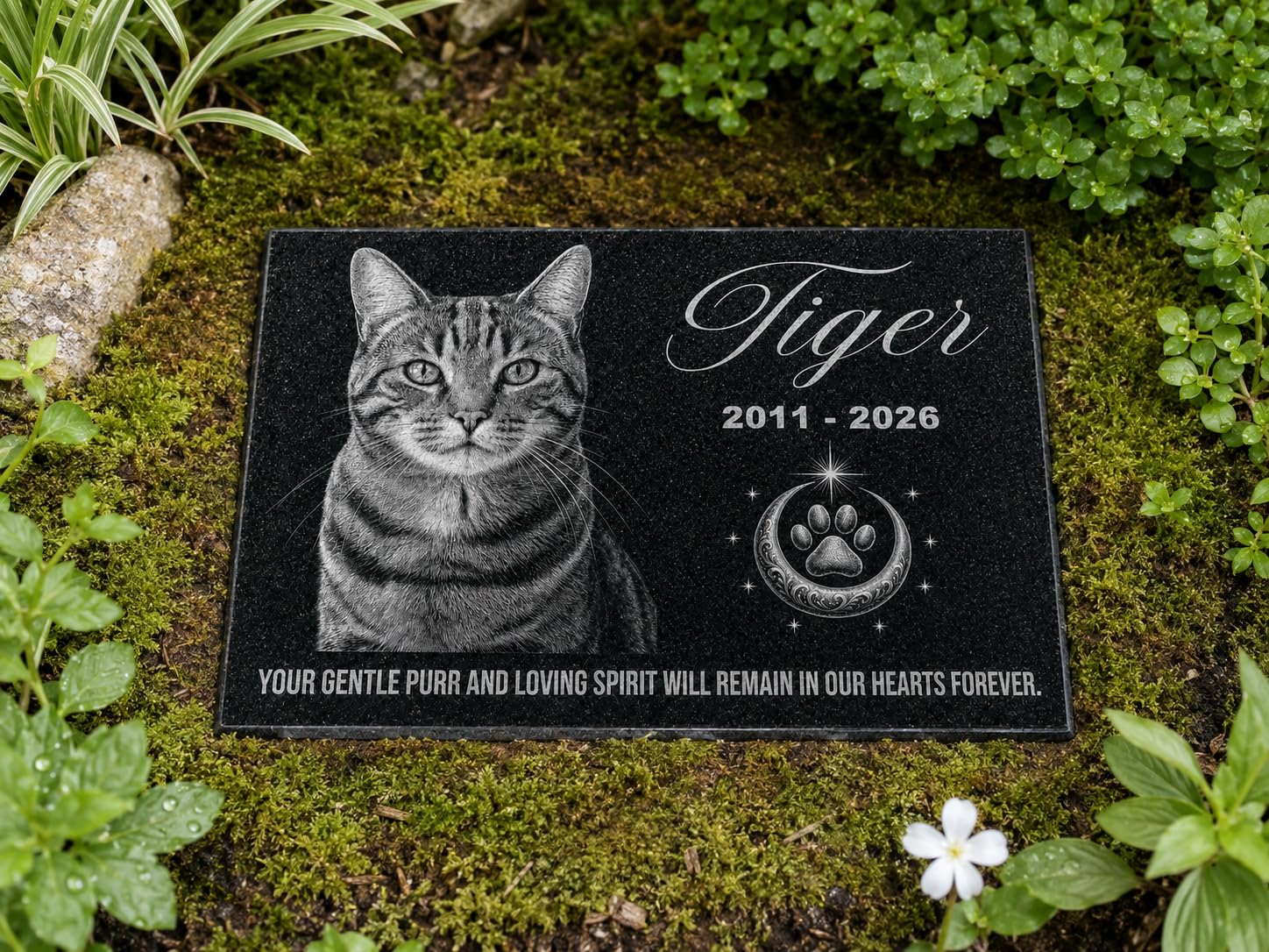 ADFSTONE Custom Pet Grave Marker with Picture, Waterproof Granite Headstone