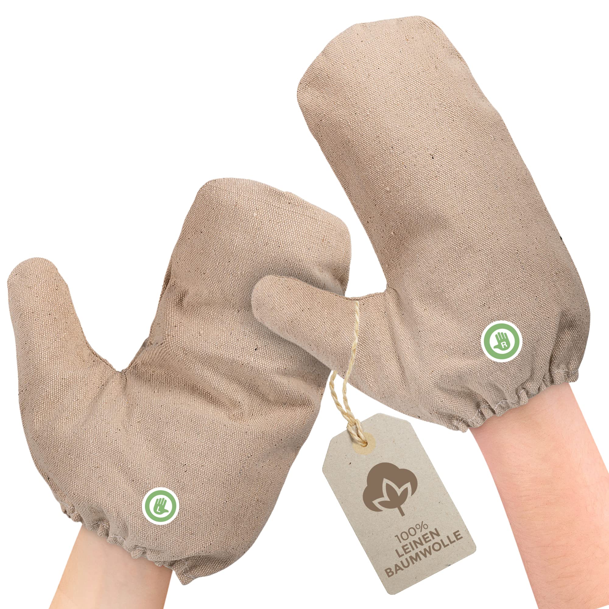 Massagehandschuhe aus 100% Leinen-Baumwolle [1 Paar] für hautpflegende Peeling-Massage