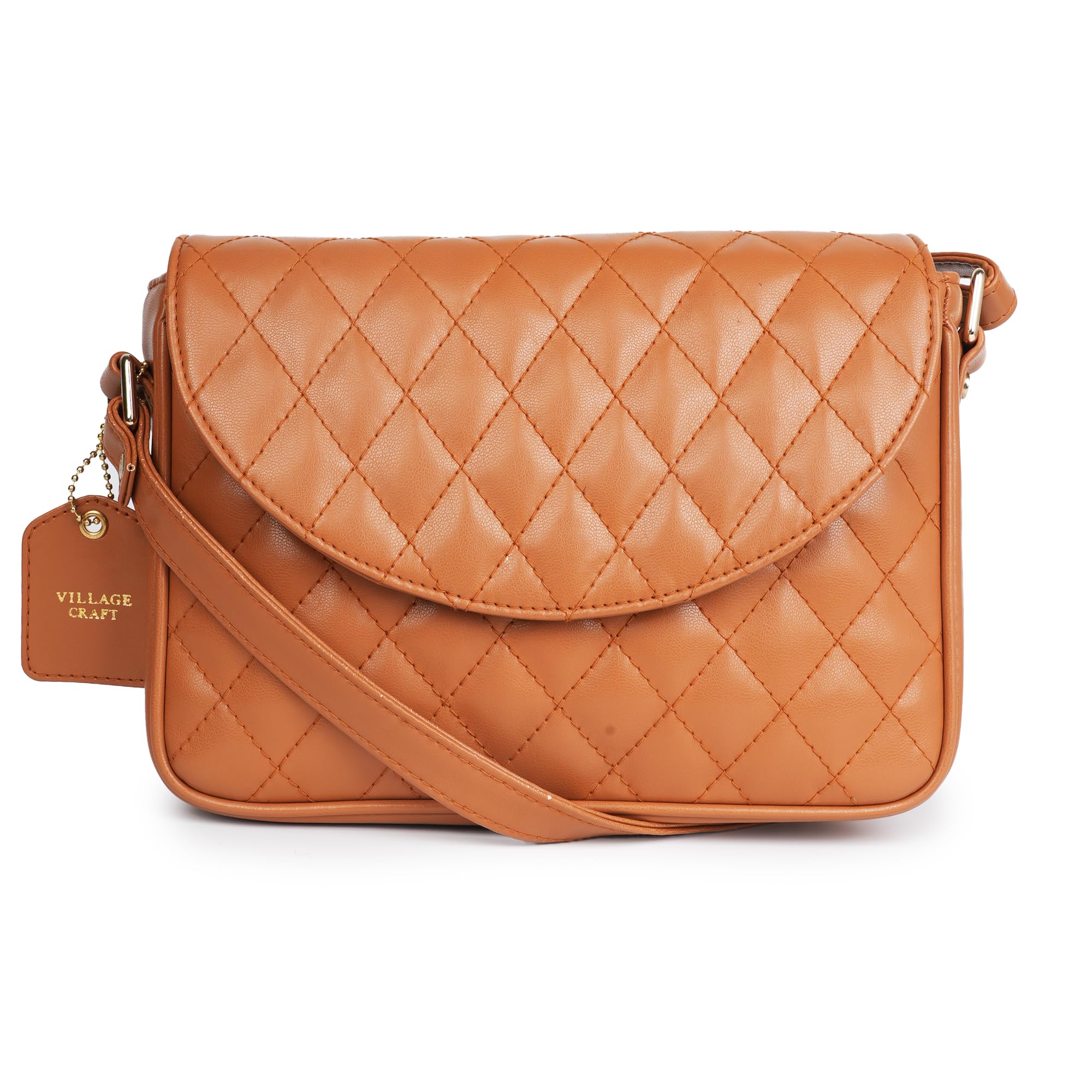 Village Craft Elegant Faux Leather Textured Sling Bag for Women | Stylish Zip Closure | Secure Inner Pocket - Ideal for College and Office (Tan) (B0DF53Y3JR) Amazon Price History, Amazon Price Tracker