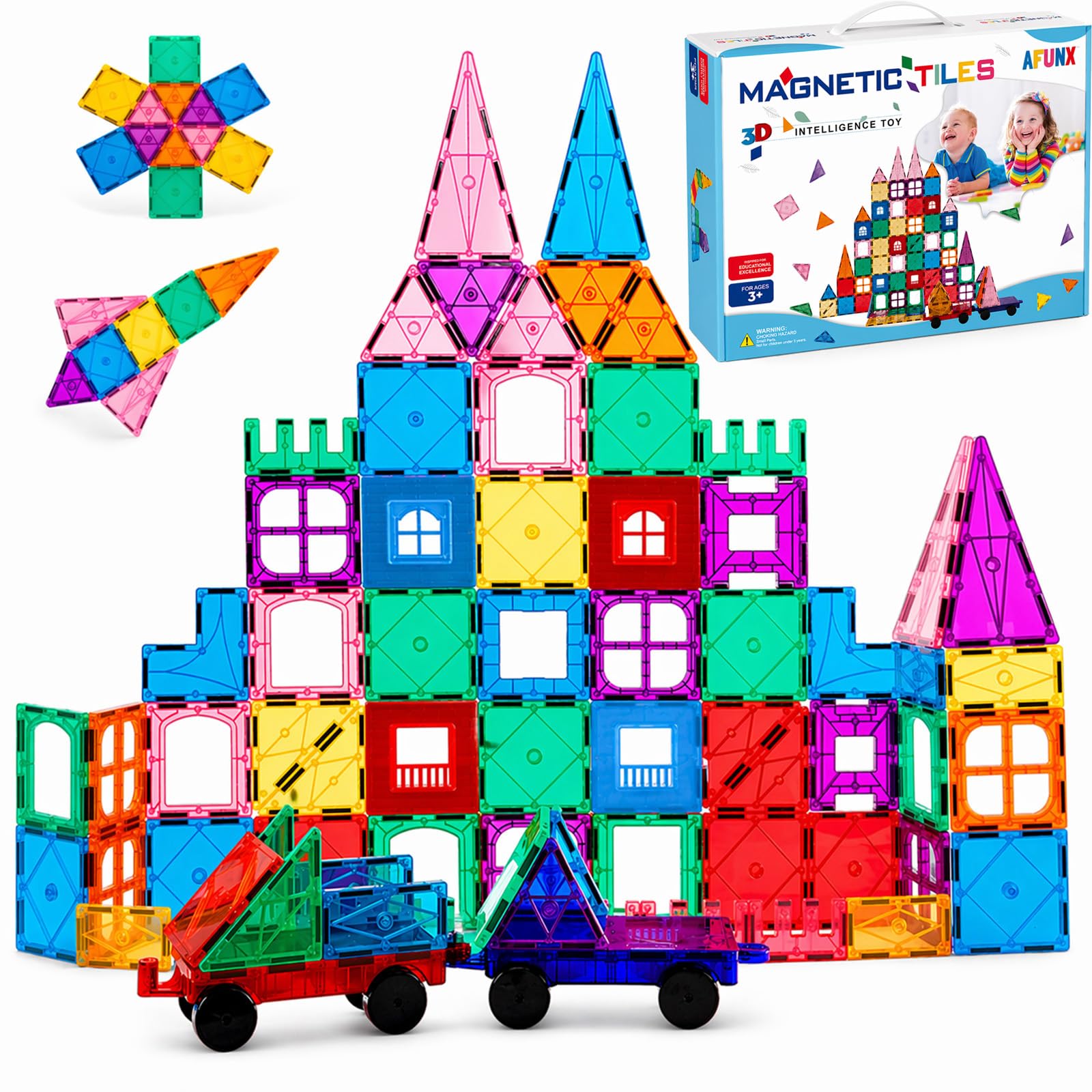 Amazon.com: AFUNX Magnetic Tiles,102PCS Magnetic Building Blocks