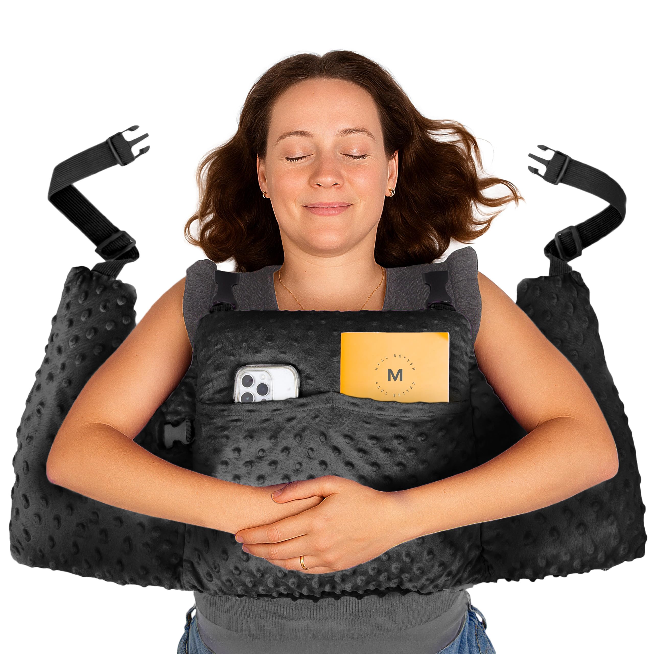 moyoama post mastectomy pillow – hands-free protection with secure strap & easy-clean washable cover breast surgery must haves,breast reduction recovery supplies,breast augmentation,post op essentials