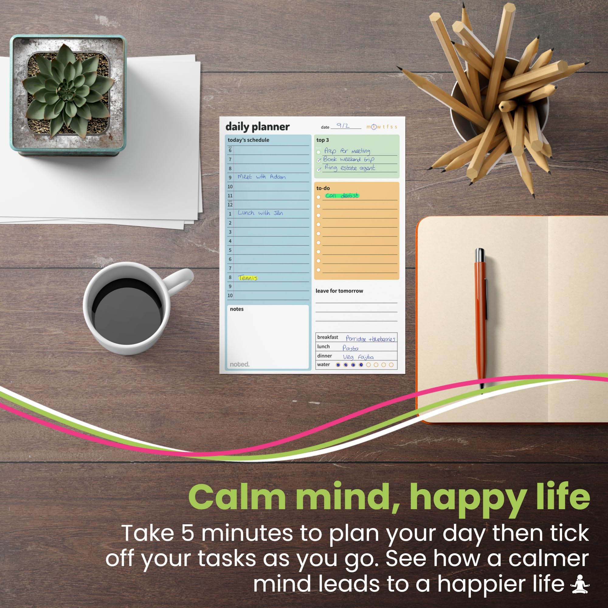 50 Carte To-Do List Con Supporto Legno - Planner Giornaliero Francese, Organizzazione Produttività A6 - Foto 3