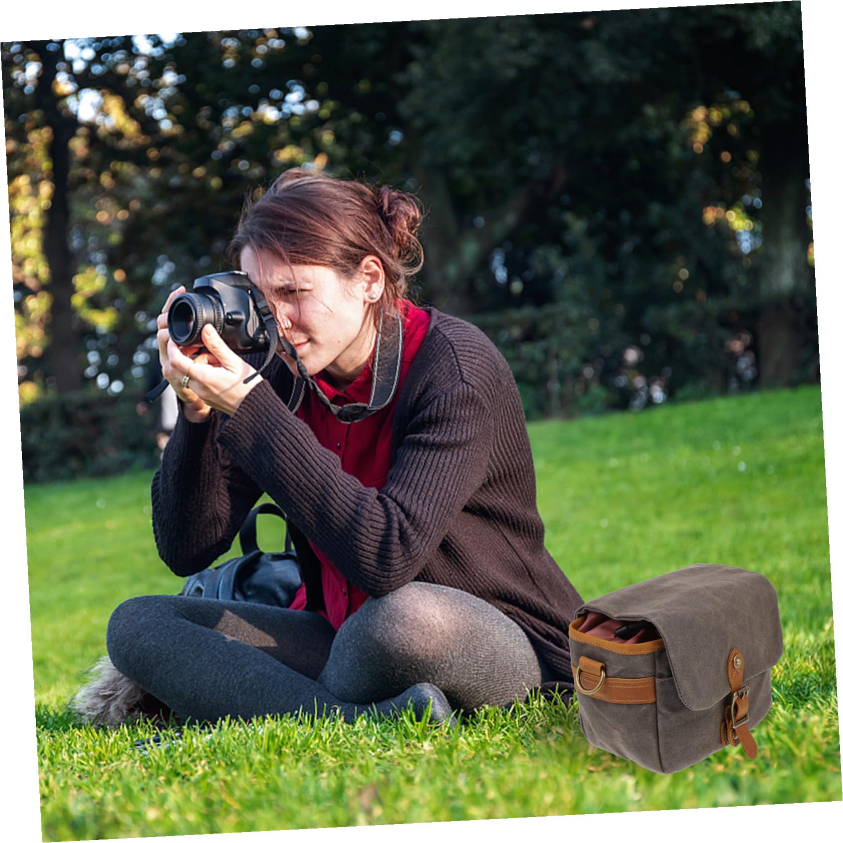 Homoyoyo Borsa per Fotocamera Verde in Tela Resistente Protezione Antiurto e Tracolla Regolabile, Custodia Portatile per Fotocamere Mirrorless e Compatte