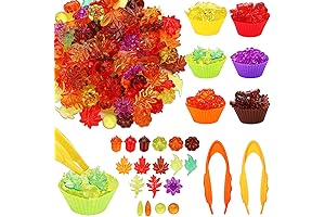 214 Pcs Sensory Bin Fillers with 200 Fall Acrylic Leaves