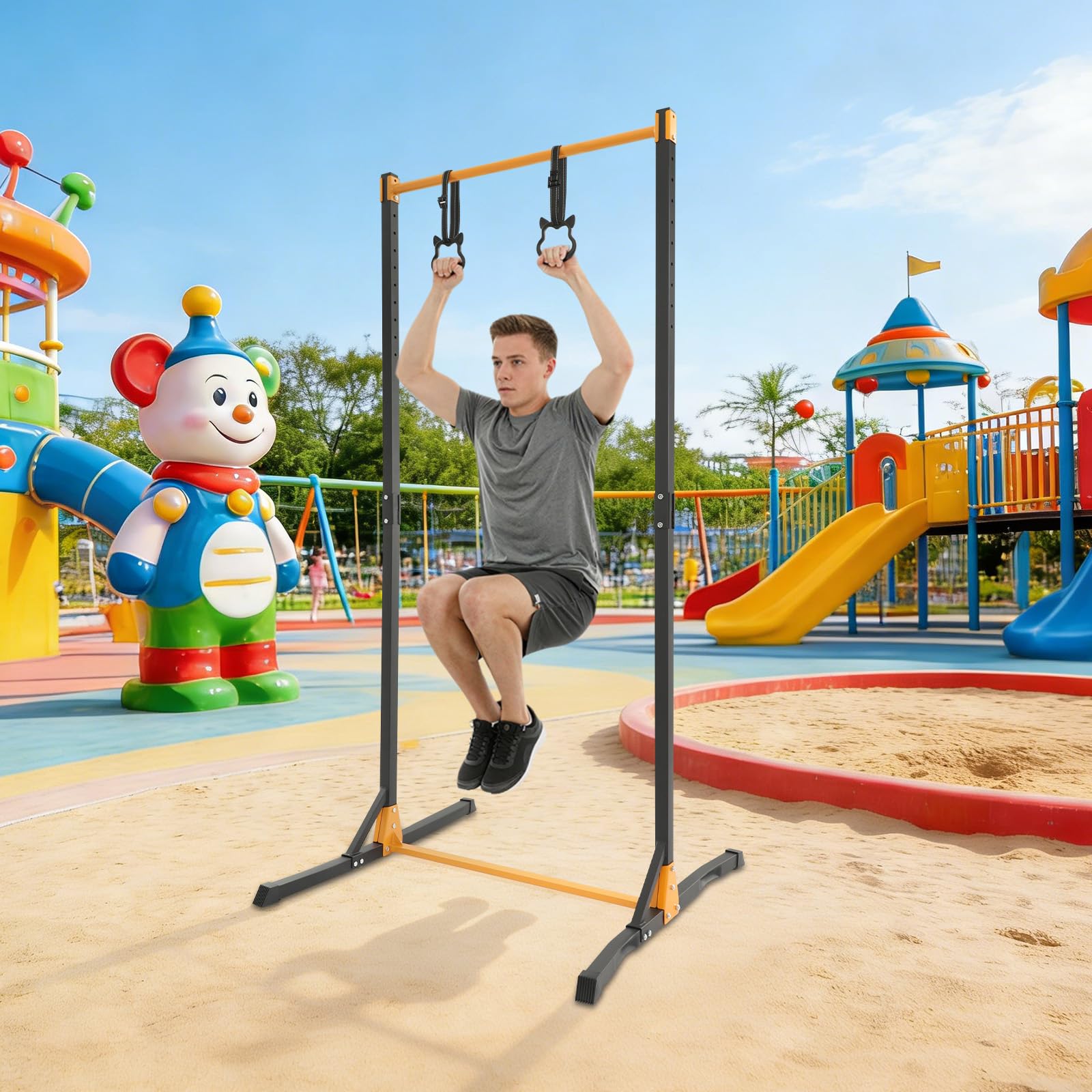 Drążek gimnastyczny, 400 kg, drążek gimnastyczny z antypoślizgowymi paskami mocującymi