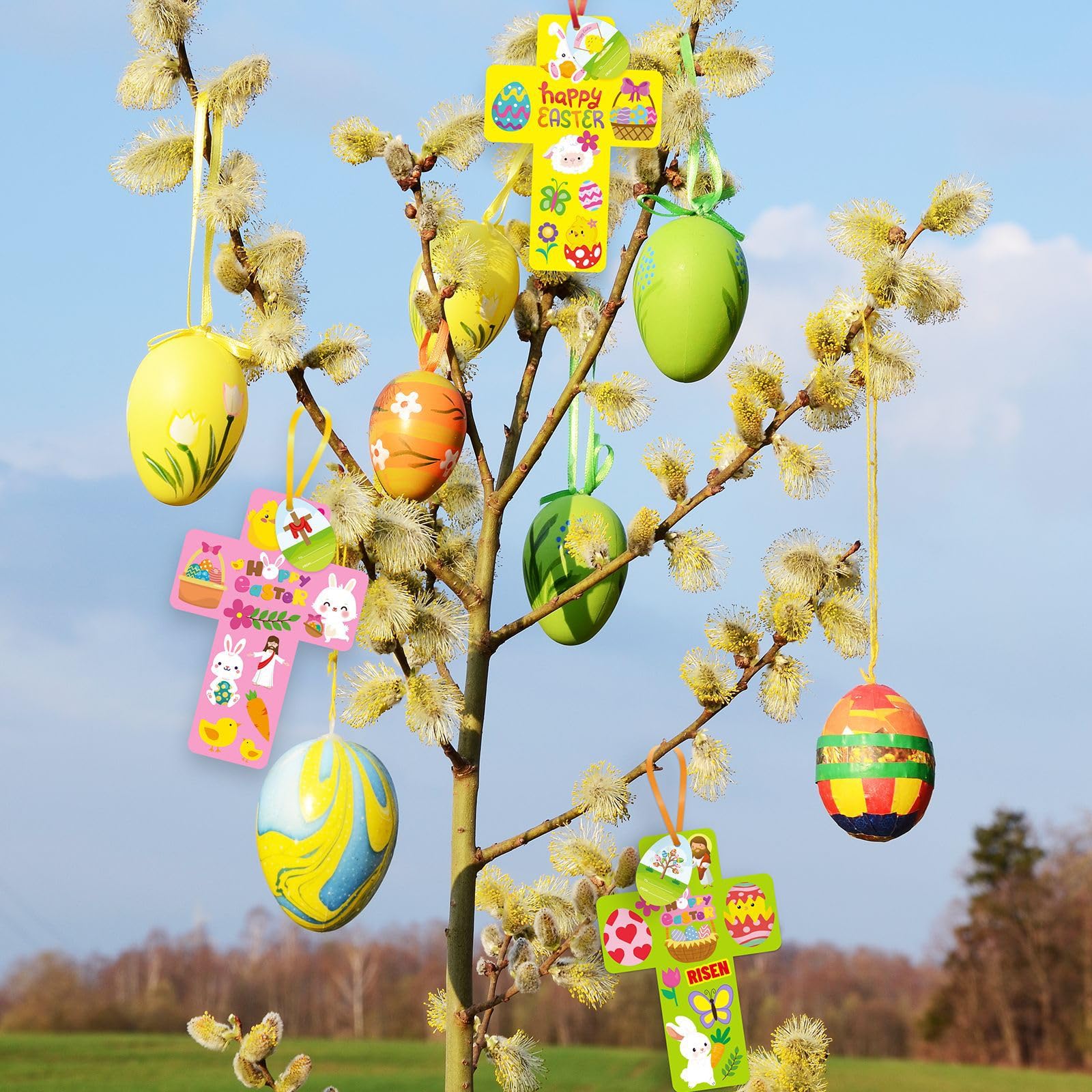 Easter Decoration Stickers for Easter Party Decorations Bunny Egg Rabbit Self-Adhesive Stickers Craft Paper(Set,M)