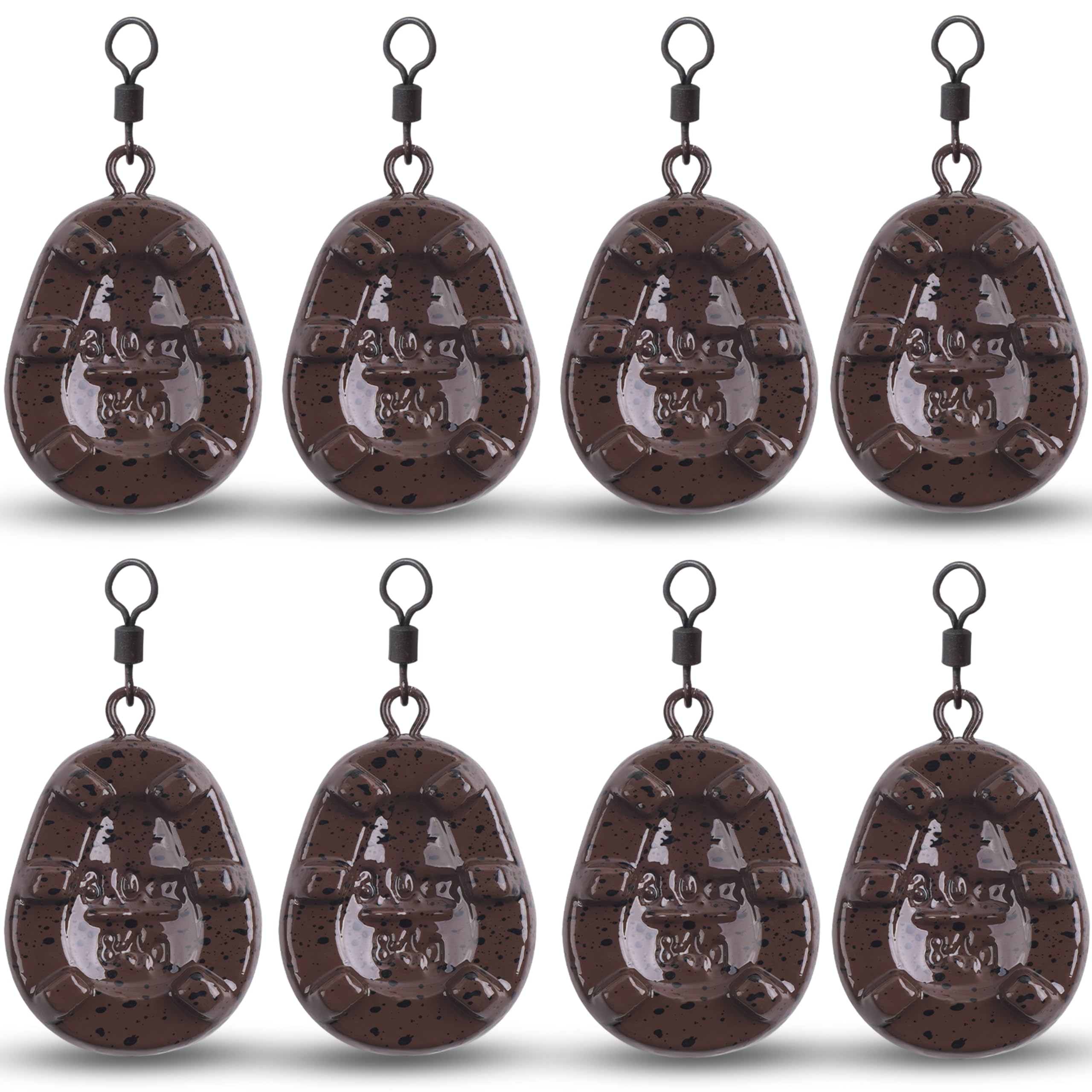 Carp Fishing Weights Sinkers, 4/8pcs Carp Flat Pear Sinker Weight with Rolling Swivels Carp Bass Carp Tackle Rig Carp Sinker Fishing Gear Tackle 2oz