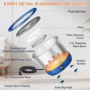 Twinsing 3.5L Heated Water Bowl, Stainless Steel Heated Dog Bowl with Digital Display and Adjustable Temperature, Heated Outdoor Pet Water Bowl Provides Warm Water for Dogs