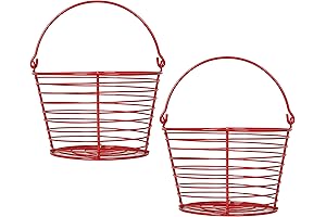 CONCORD 8-inch Red Wire Basket with Handles for Storage, Transport and Collecting...