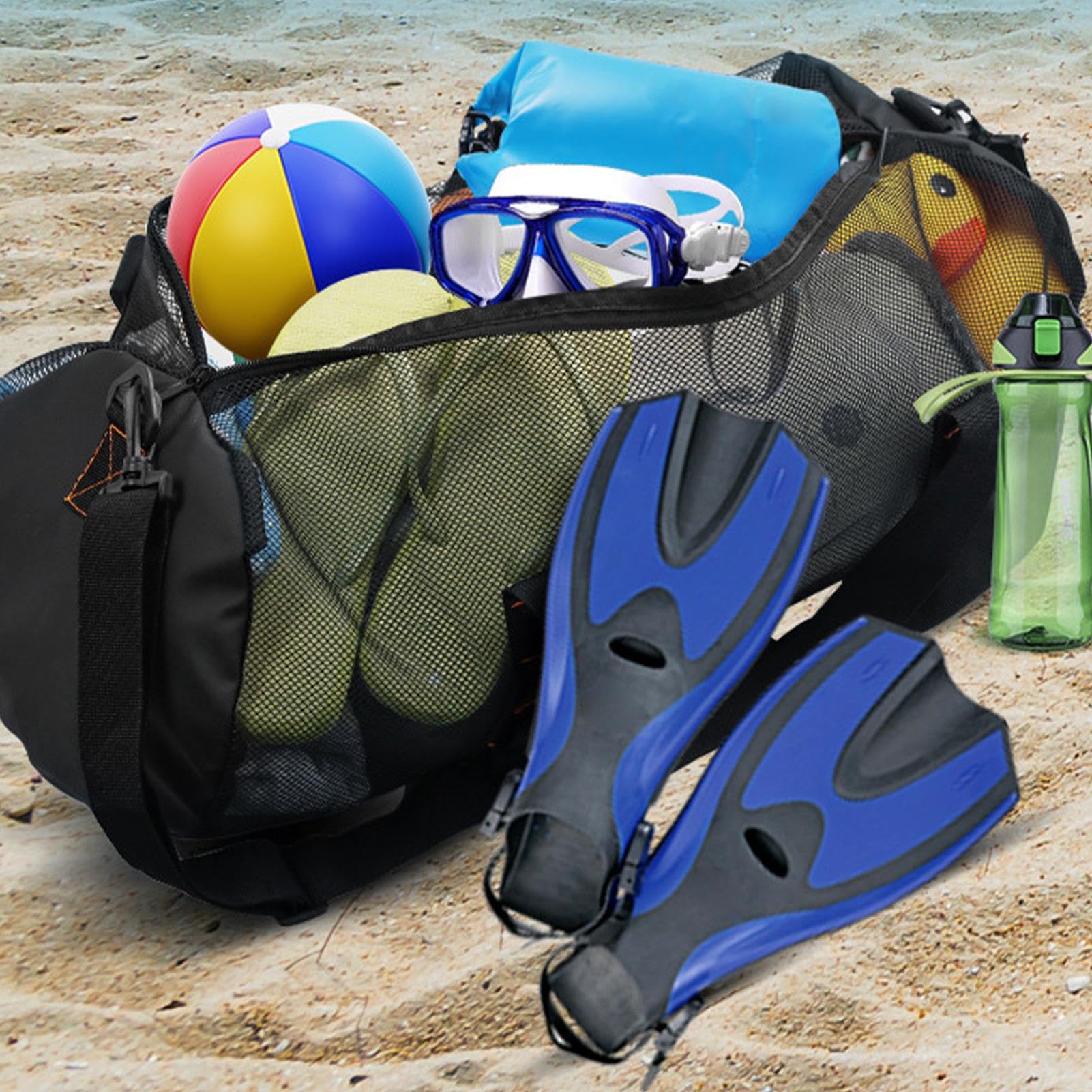 Mesh Dive Bag - Duffle Bag Snorkel Bag, Extra Large Cylinder Mesh Bag | Multi-Purpose Bag With Zipper, Foldable Portable Waterproof Bag, Scuba Gear Bag For Snorkeling, Spearfishing, Freediving