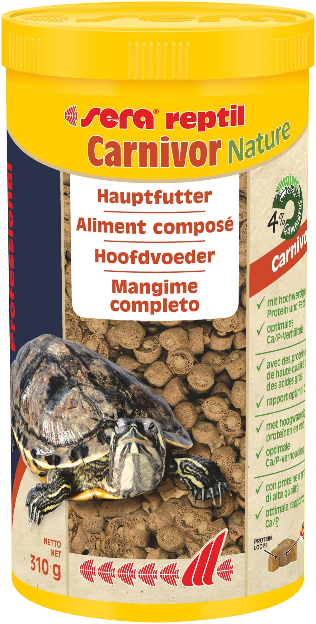 sera reptil Professional Carnivor Nature 1000 ml Schildkrötenfutter | Wasserschildkröten Futter für Reptilien | Reich an Proteinen & Omega-Fettsäuren | Unterstützt Knochen- & Panzerwachstum
