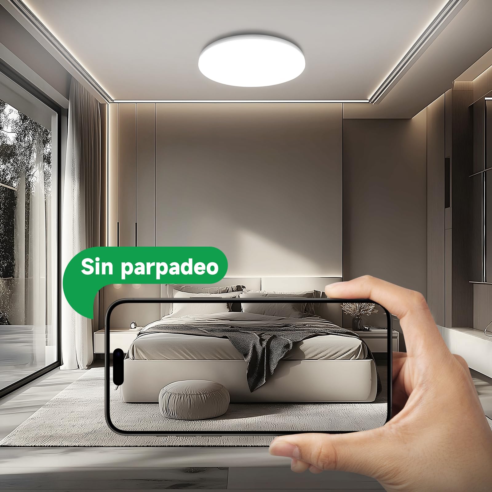 Pack 2 Plafoniera LED Soffitto Baño IP65, 17W 2335lm (150W), Blanco Neutro 4000K, Redondo 22cm - Resistente a Humedad