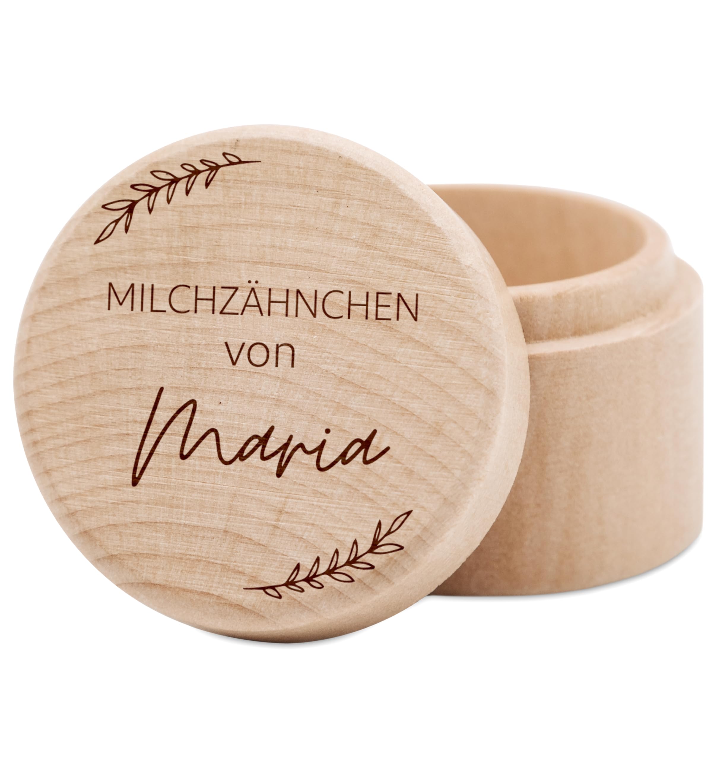 wunderwunsch - Milchzahndose personalisiert aus Holz mit hochwertiger Gravur - Zahndose Milchzähne als Erinnerung an die ersten Zähnchen (Zweige)